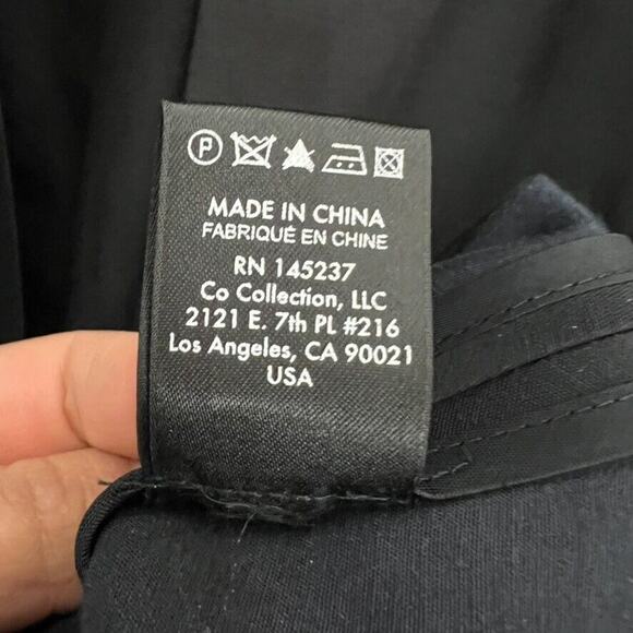 Co Dress Womens M Black Midi Long Sleeve Wool Cashmere Silk Pleated Pockets Zip - Picture 6 of 9